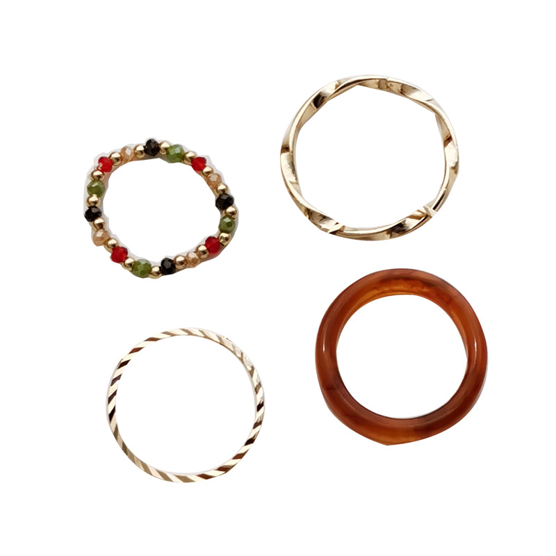 Set 4 nhẫn kim loại phong cách Hàn Quốc retro cho nữ