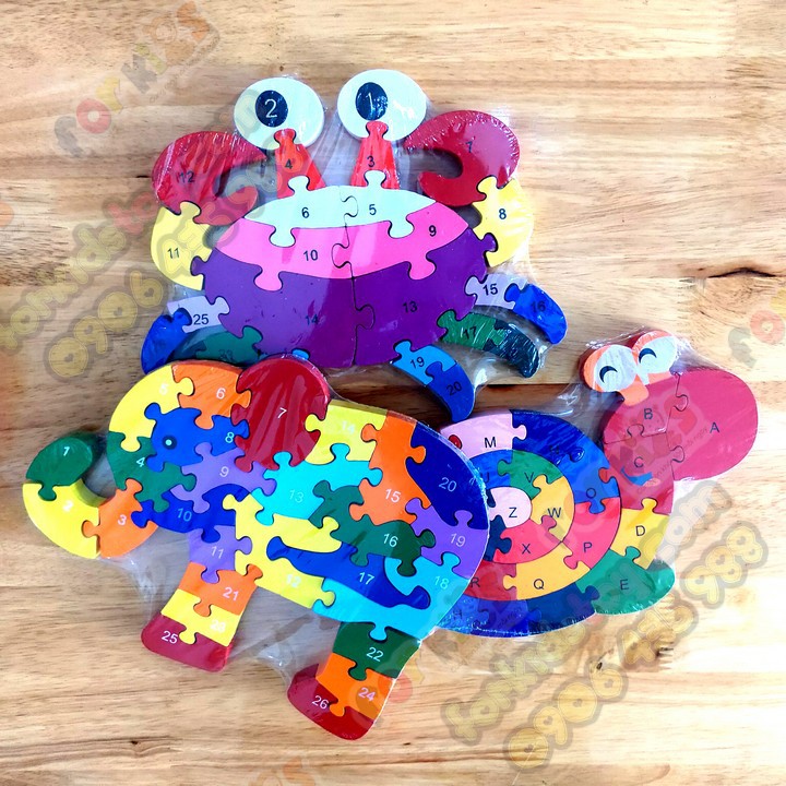 Sét 4 bộ Ghép hình Puzzle nhiều màu dày đẹp cho trẻ mầm non