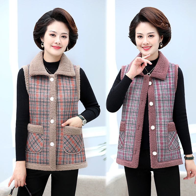 Mẹ mặc vest nữ thu đông áo mới cho người trung niên và già để giữ ấm