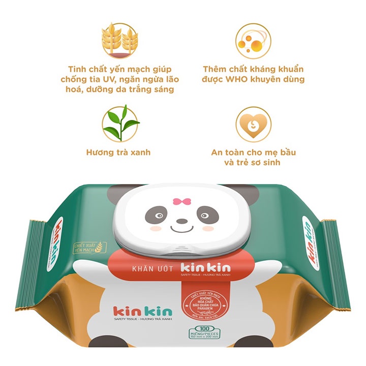 Khăn ướt Kin Kin 100 tờ Không mùi An toàn cho bé
