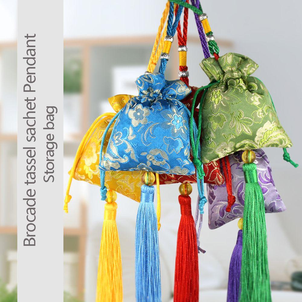 MUVAKO Túi Dây Rút Đựng Trang Sức Họa Tiết Thêu Phong Cách Retro