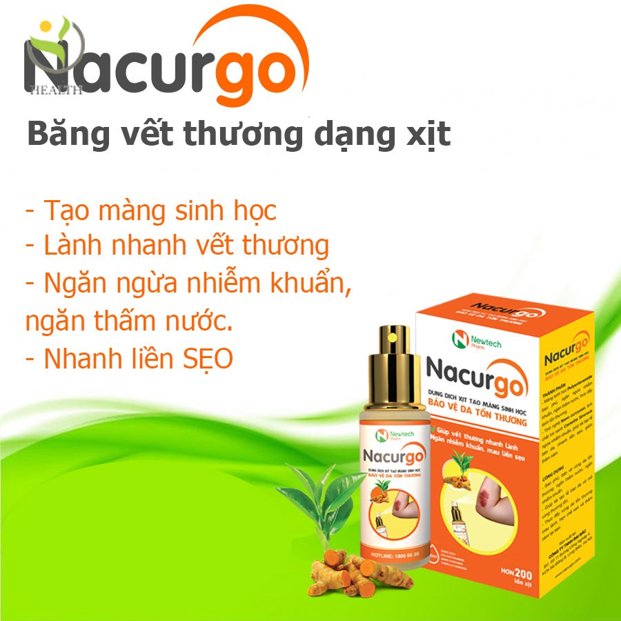 Xịt Nacurgo băng vết thương dạng xịt giúp mau lành vết thương - Healthy Pharmacy