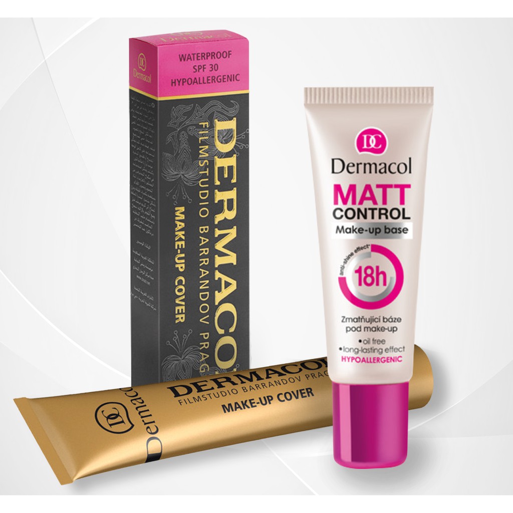 [Combo Dành Cho Da Dầu] Dermacol Make up cover 30g &amp; Kem Lót kiềm dầu18h Dermacol Matt Control Base 20ml