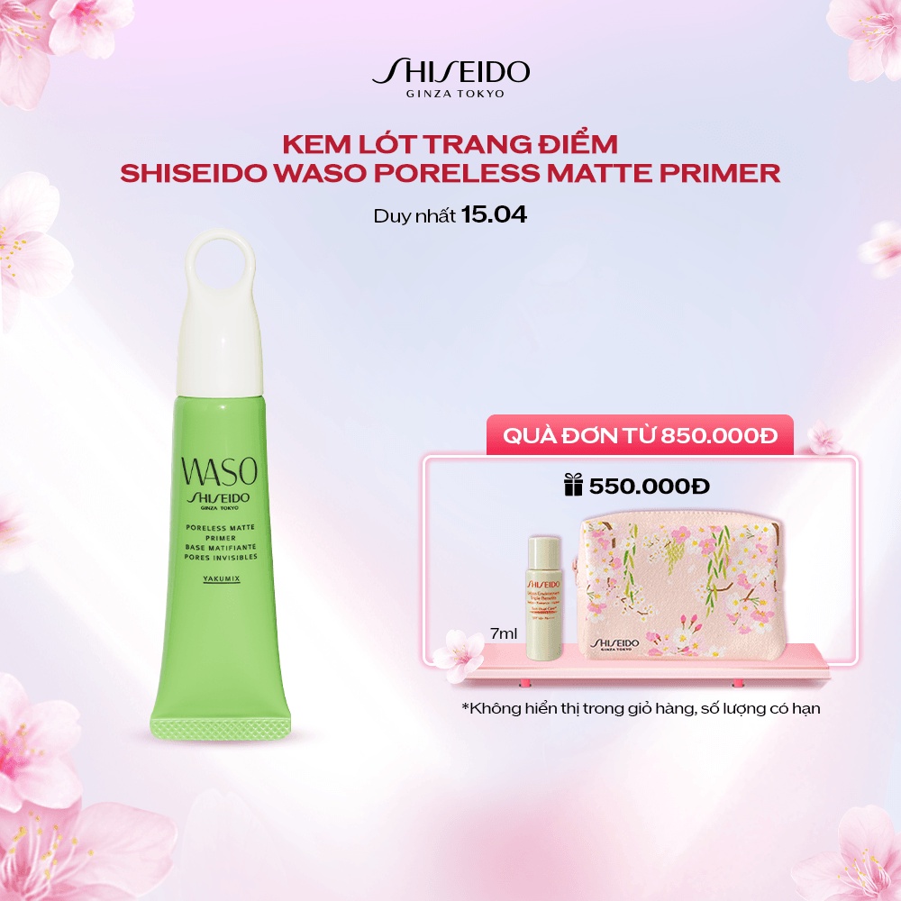 [Mã COSSD5 giảm 10% đơn 600K] Kem lót trang điểm Shiseido WASO Poreless Matte Primer 20ml