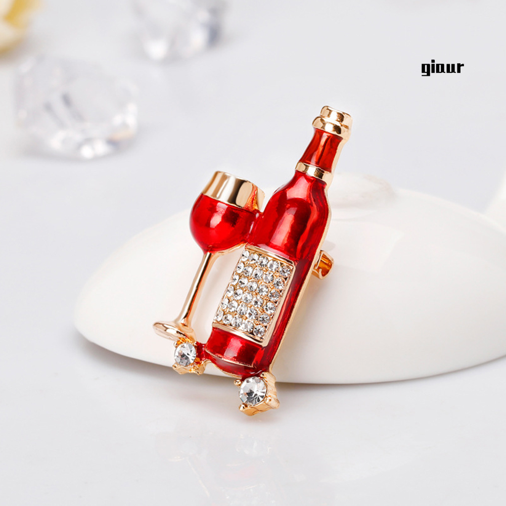 Ghim Cài Áo Hình Chai Rượu Đính Đá Nhân Tạo Thời Trang Cho Nữ
