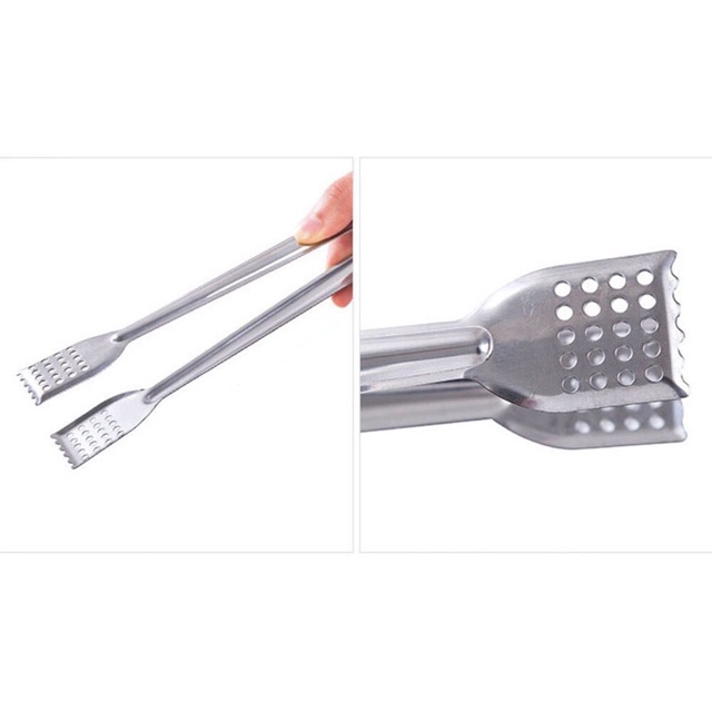 Kẹp Gắp Thức Ăn, Gắp Đá Bằng Inox Không Gỉ - Cỡ18/22cm