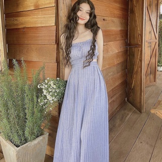 Set áo 2 dây mix chân váy dài maxi sang chảnh