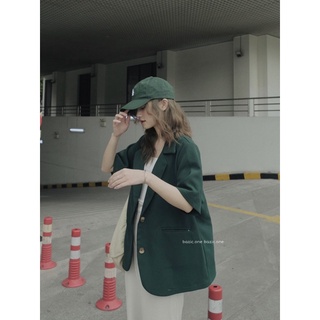 Áo khoác blazer cộc tay form oversize có đệm vai Bazic one