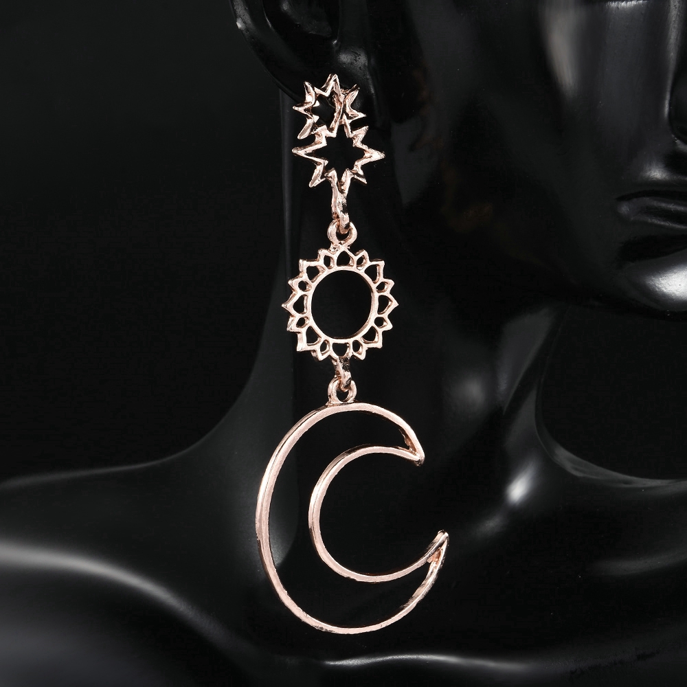 Bông tai tạo hình mặt trăng mặt trời xinh xắn cho nữ