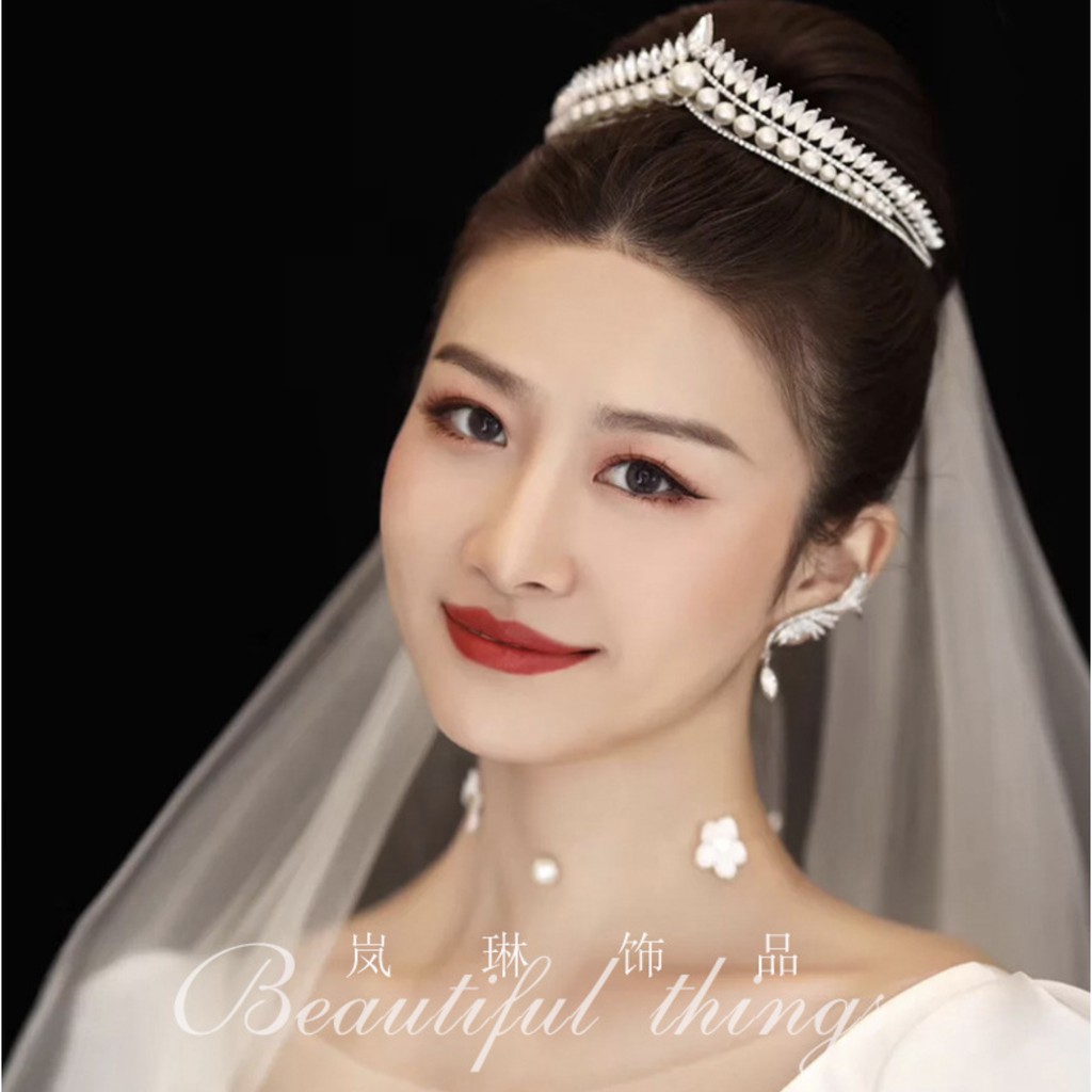 [HCM] Vương miện cô dâu mẫu mới T92020 chóp viền đá kèm hạt trai Giangpkc