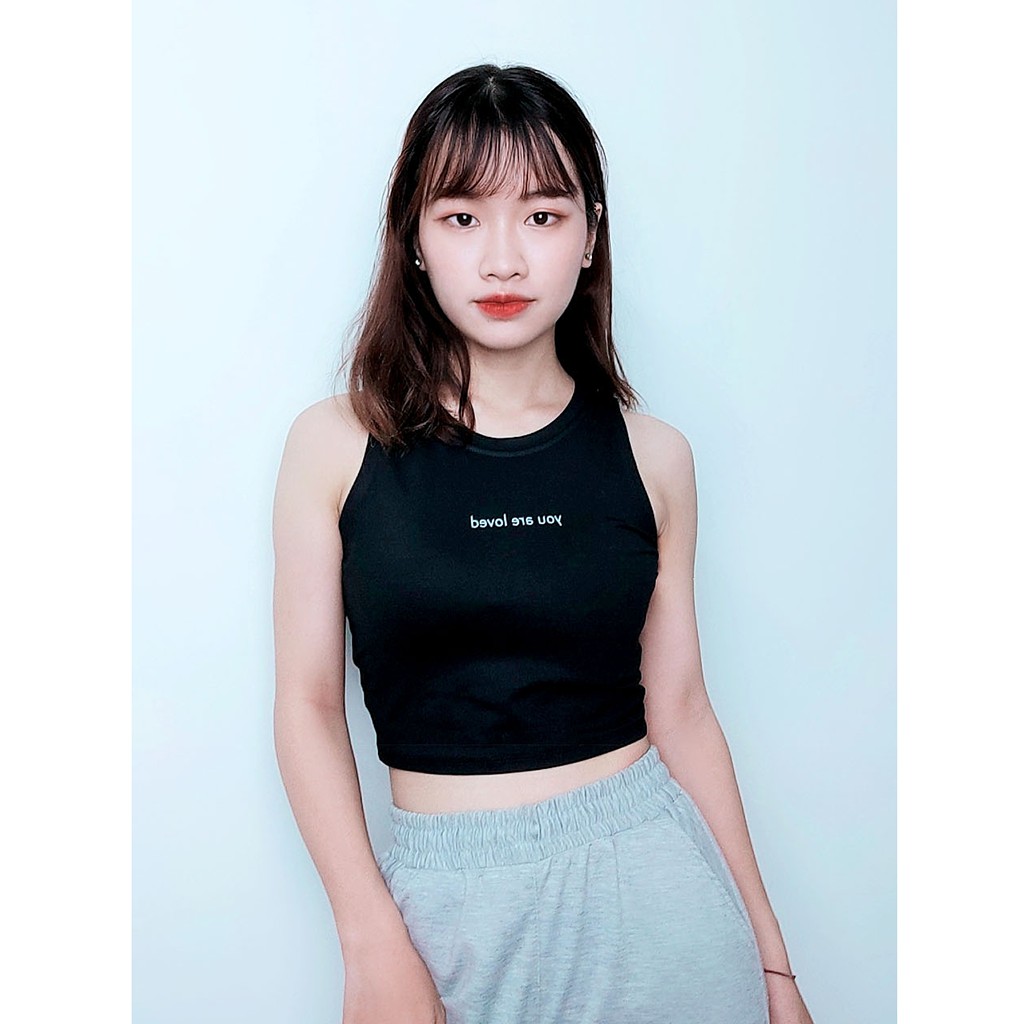 Áo thun ba lỗ croptop thời trang Miix màu đen - MI004