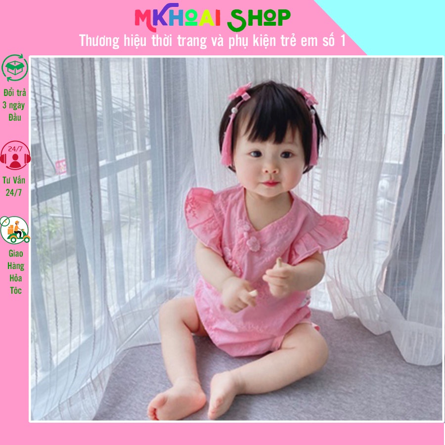 Body Sườn Xám Hồng Cho Bé Gái | Body Sát Nách Thoáng Mát Cho Bé Mkhoaishop