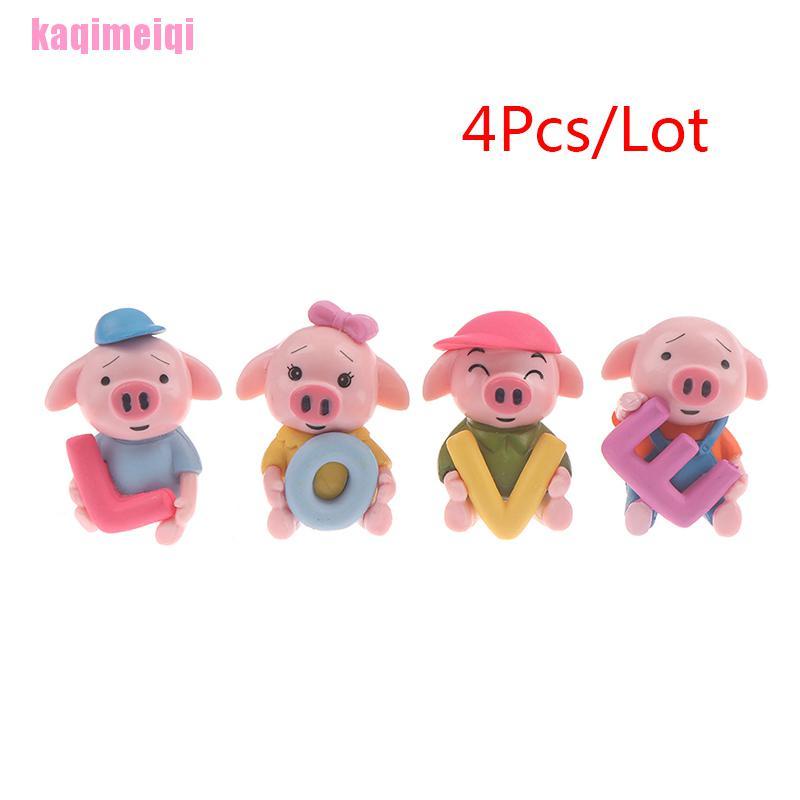 Set 4 Mô Hình Chú Heo Tình Yêu Trang Trí Tiểu Cảnh