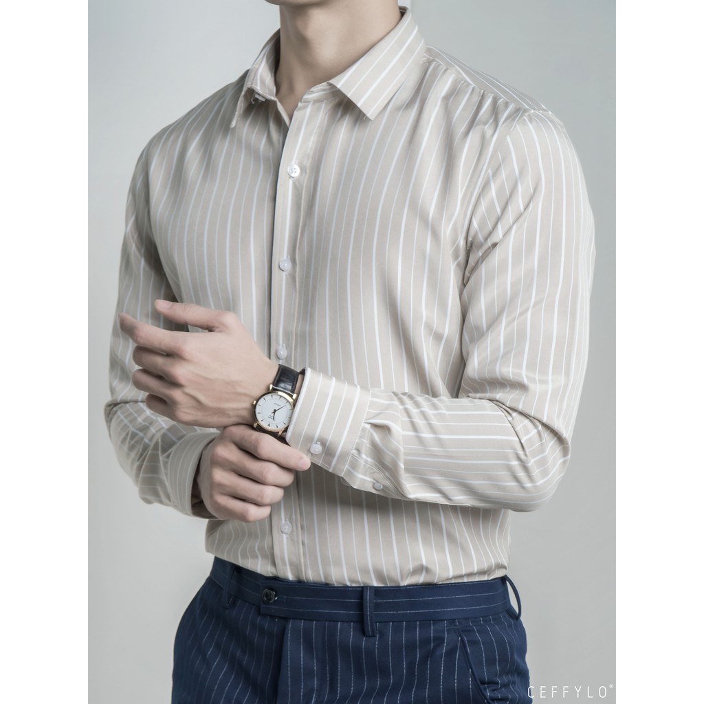 Áo Sơmi Nam CEFFYLO kẻ sọc vải Cotton họa tiết sọc lịch lãm Co giãn nhẹ | BigBuy360 - bigbuy360.vn