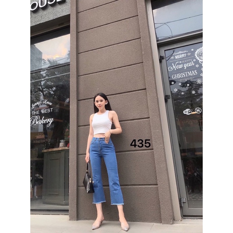 Jean Nữ Lỡ Ống Loe Lưng Cao Ulzzang