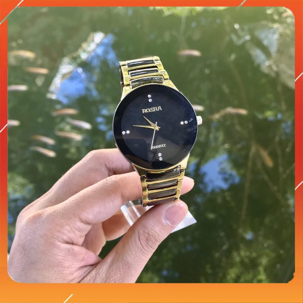 [ROYAL] (Giá sỉ) Đồng hồ thời trang nam nữ ROSRA V770 dây màu vàng cực hot