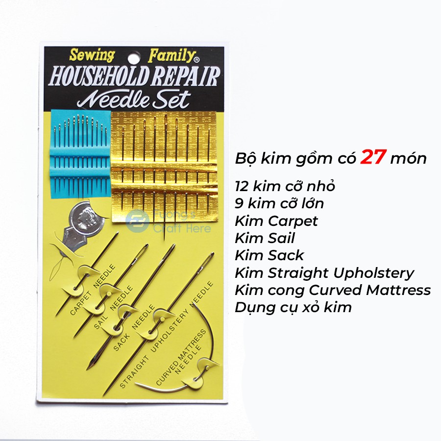 Bộ kim thêu tay, may vá đầy đủ 27 món đa năng tiện lợi | Household Repair Needle Set 27 pieces