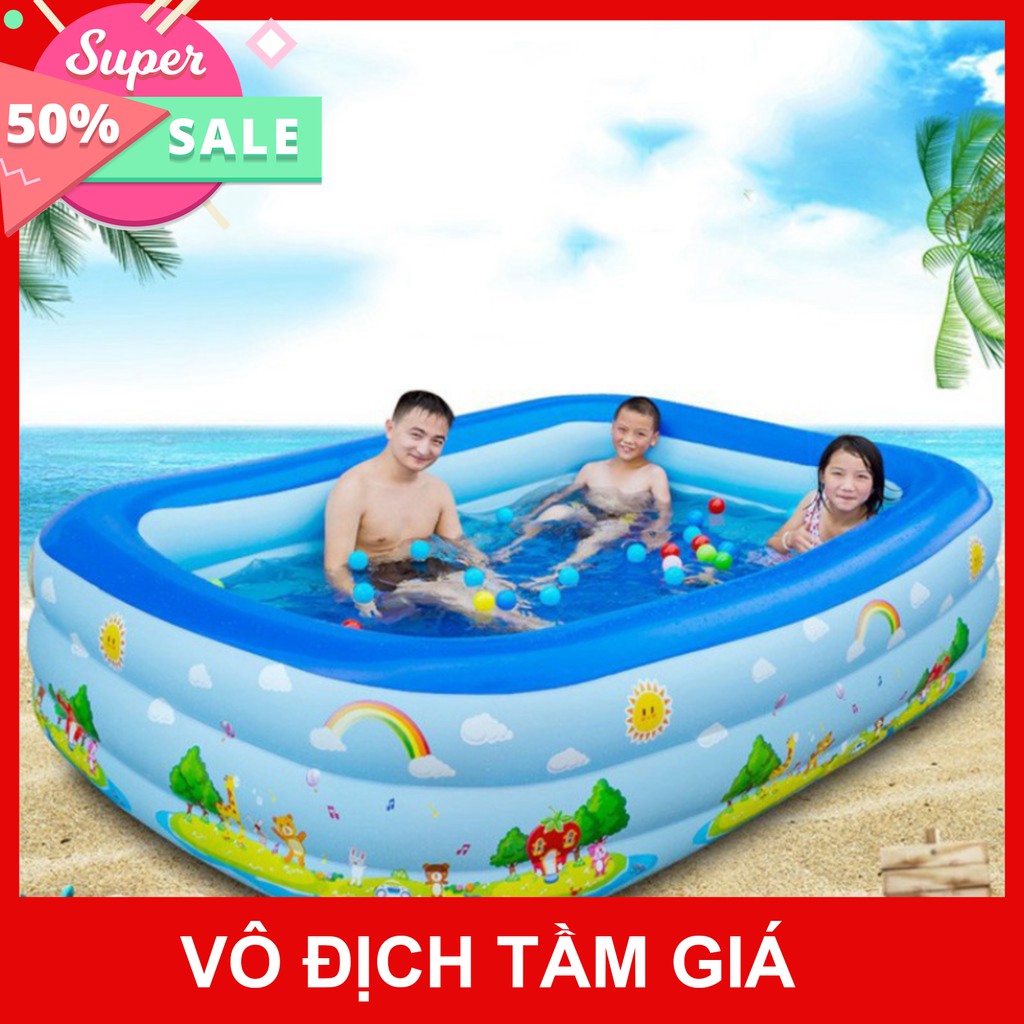 BỂ BƠI PHAO BƠI 3 TẦNG CHỮ NHẬT 1,2M/1,3M/1,5M/1,8M/2,1M + KEO VÁ  giảm giá 50% mua ngay mua ngay giảm giá 50% cho 