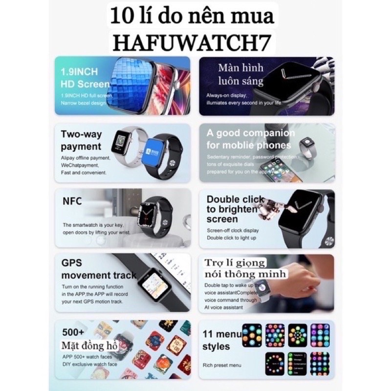 Đồng hồ thông minh HAFU HF7 viền thép pin trâu theo dõi nhịp tim sức khoẻ