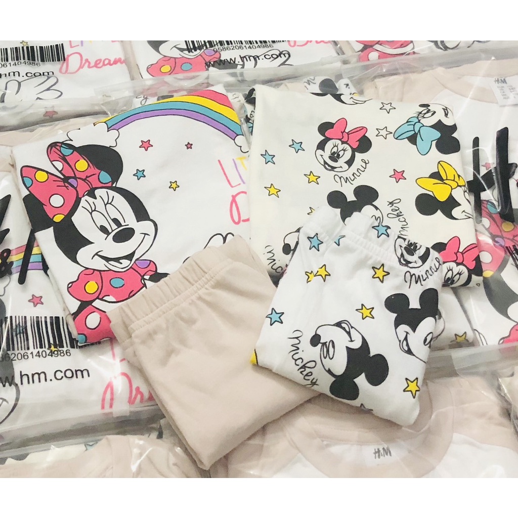 Bộ dài tay thu đông cho bé gái - Set 2 bộ Minnie HM siêu đẹp cho bé gái size 1-6t