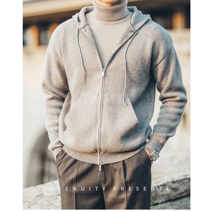 Áo Hoodie Lụa Dệt Kim H3, Khoá Zip Mùa Đông Ấm Áp