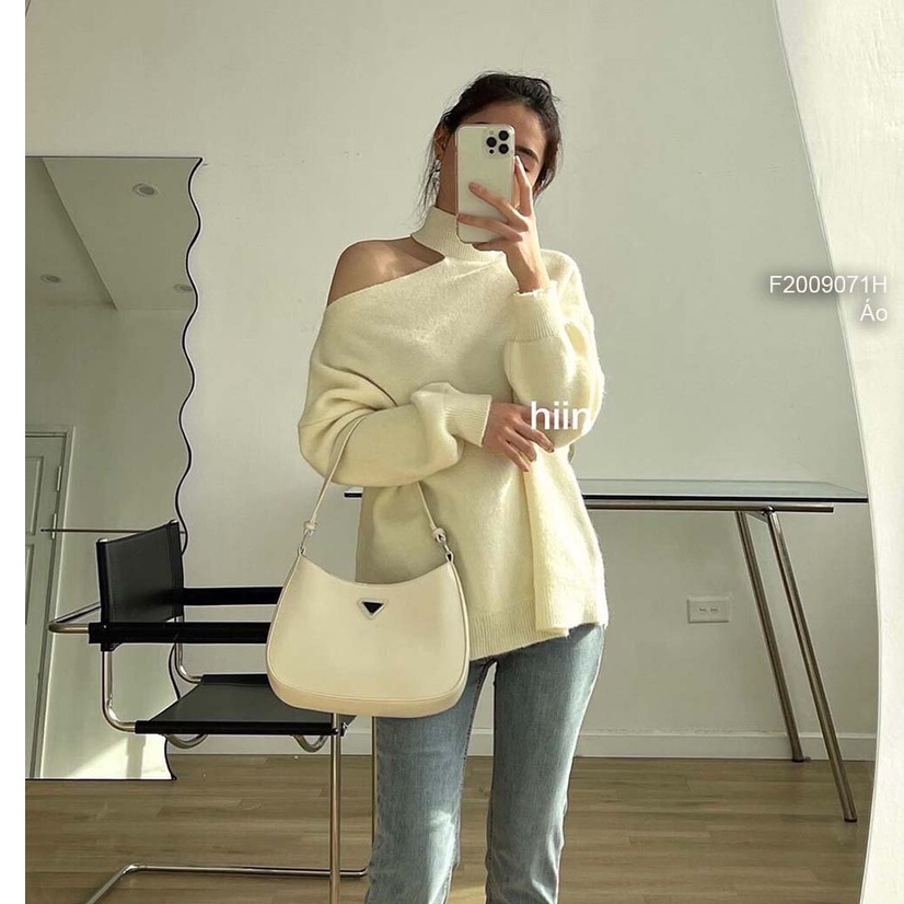 Áo len kiểu hở bên vai form rộng giấu quần tay dài hàng đẹp QC!