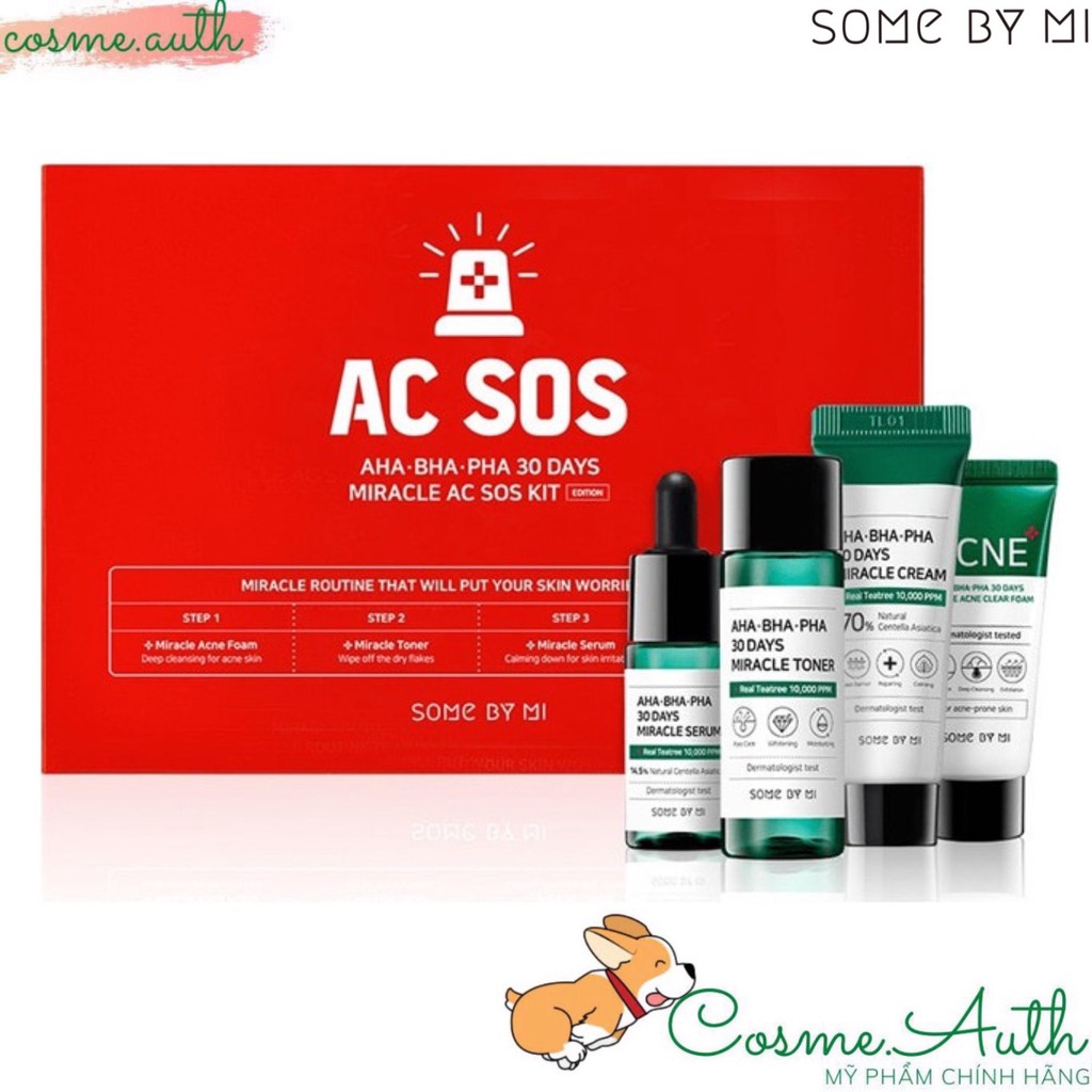 Bộ Sản Phẩm Some By Mi AC SOS AHA-BHA-PHA 30Days Miracle Repair Starter Kit 4 Sản Phẩm