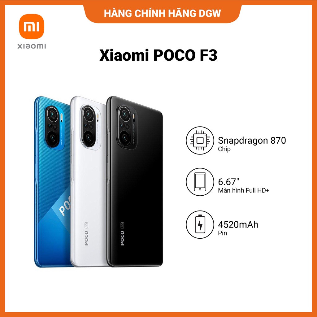 Điện Thoại Xiaomi POCO F3 6.67" | SNAP870 | 48+8+5MP | 20MP | 4520mAh - Hàng Chính Hãng Digiworld