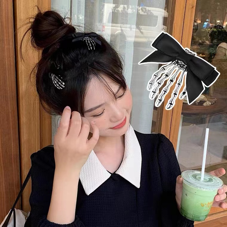 Kẹp Tóc Hình Nơ Phong Cách Halloween Dễ Thương Cho Bé Gái