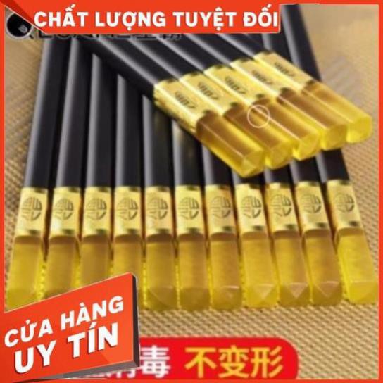 Đũa Mạ Vàng Khảm Hổ Phách Cao Cấp Dài 27CM (1 Hộp 10 Đôi) - K54