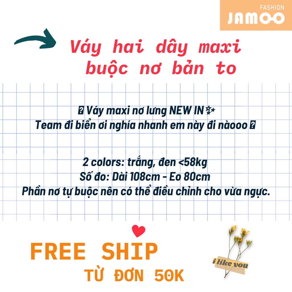 Váy hai dây maxi buộc nơ bản to_ Đầm nữ hè Jamoo(hình thật)