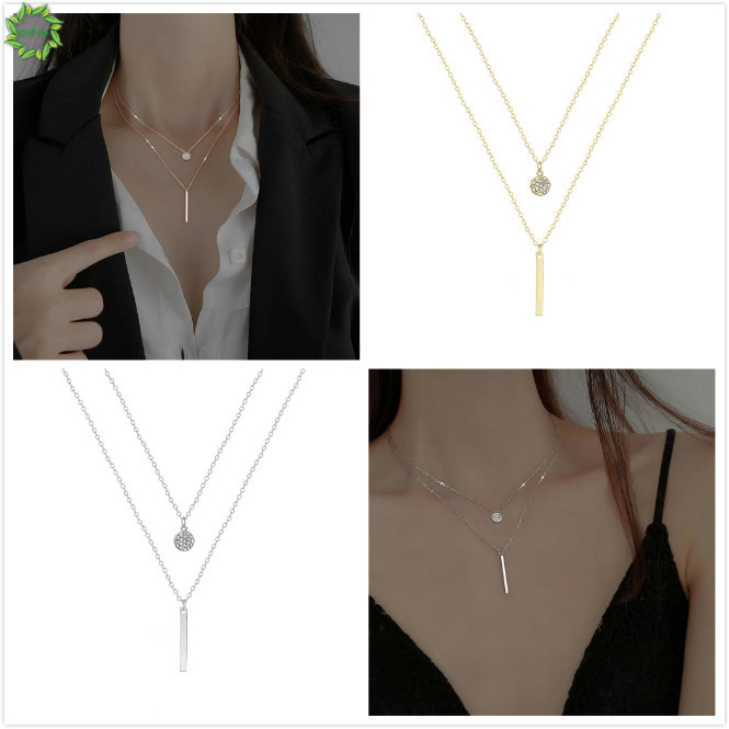 Cod Qipin Korean Niche Double-layer Necklace Elegant Harajuku Style Clavicle Chain for Party Wedding