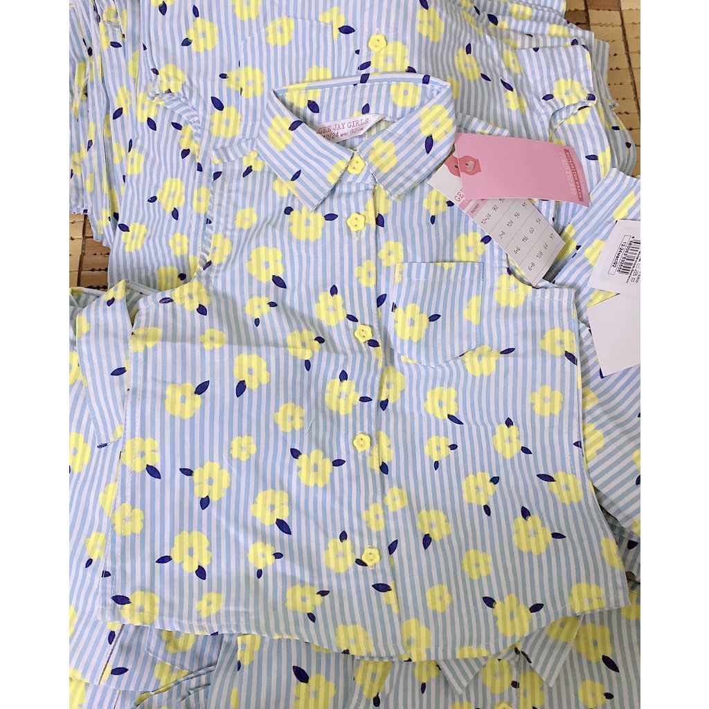 Áo sơ mi bé gái BIgbaby, chất vải mềm mát xuất dư xịn cho bé 11-24kg 12020