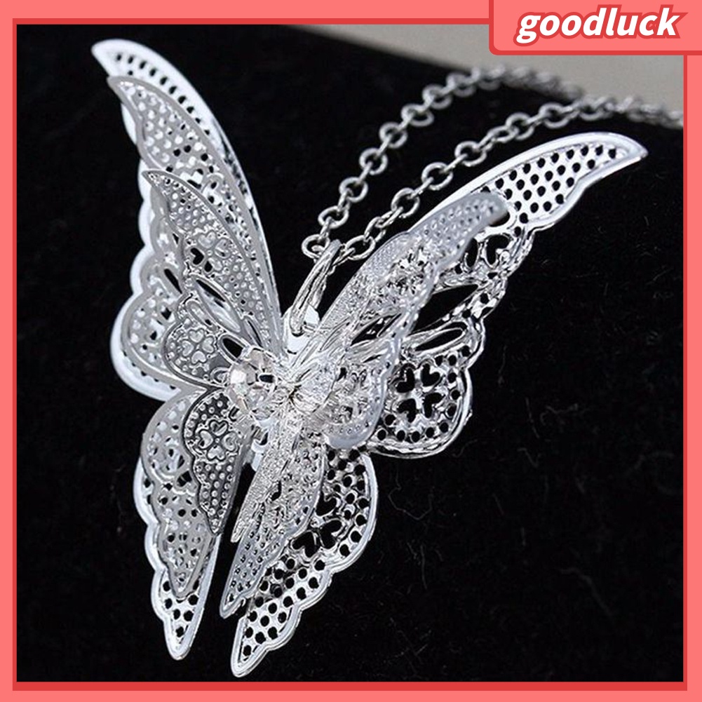 Dây chuyền thời trang mặt hình bươm bướm 3 lớp mạ bạc