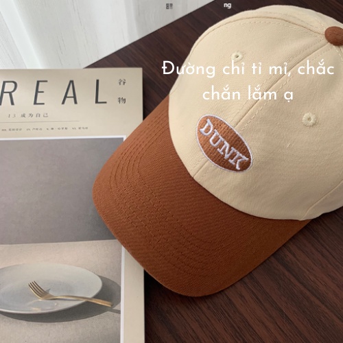 Nón lưỡi trai thêu chữ DUNK vải kaki cao cấp, mũ lưỡi trai form cứng có đệm đỡ phía trước phong cách Hàn Quốc