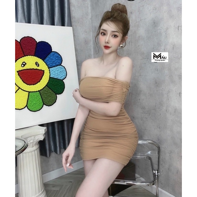 Váy body lưới trễ vai