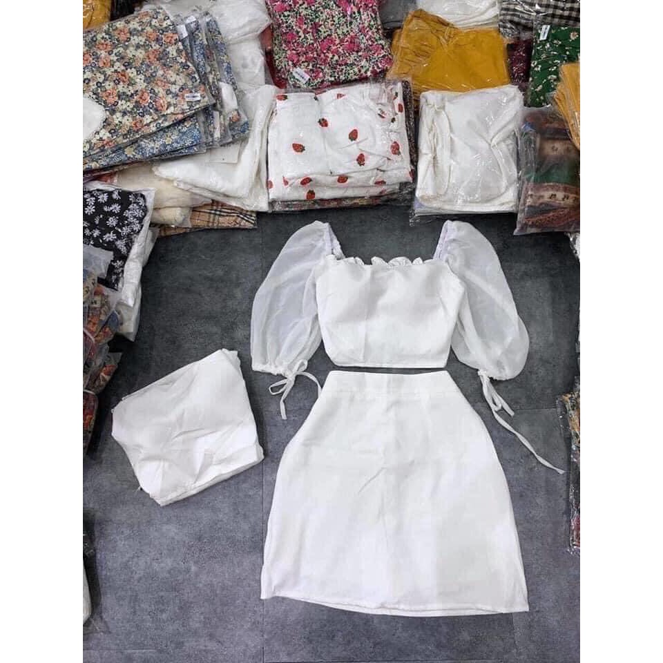Set Chân Váy + Áo Croptop Cổ Vuông | BigBuy360 - bigbuy360.vn