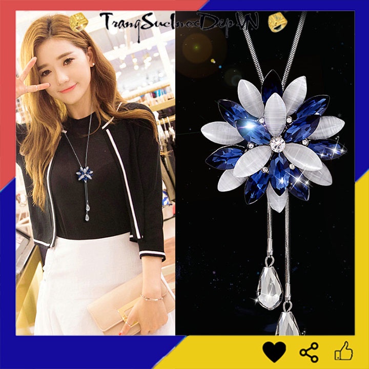 Dây chuyền nữ phong cách Hàn Quốc rớt hoa tuyết kiểu dài siêu đẹp, hợp thời trang, mang phong cách, dễ phối đồ