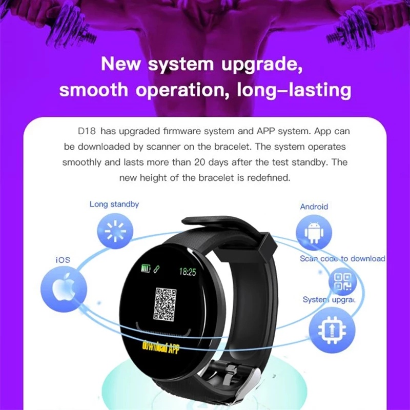 Đồng Hồ Thông Minh Bluetooth D18 Màn Hình Tròn 2022 Chống Nước Tích Hợp Chức Năng Nghe Gọi Cho Android iPhone