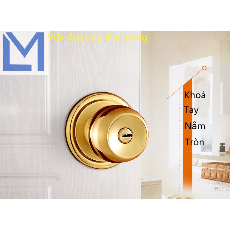 Ổ Khoá inox Tay Nắm Tròn dùng cho phòng ngủ, phòng tắm bền đẹp khoá nhà vệ sinh
