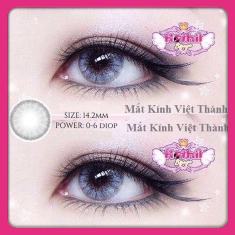 giá 1 cặp Lens Xám Tây có LỆCH ĐỘ sẵn 0-6 độ PONY GRAY kính áp tròng cận Hàn quốc d2020 white pony gray