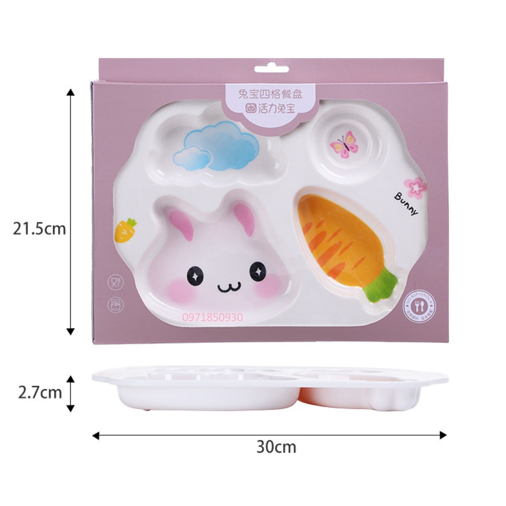 Set 7 Món Khay, Bát, Cốc, Dĩa và Thìa Ăn Dặm Hữu Cơ Tự Nhiên SHALL Cao Cấp Cho Bé - Thỏ Hồng