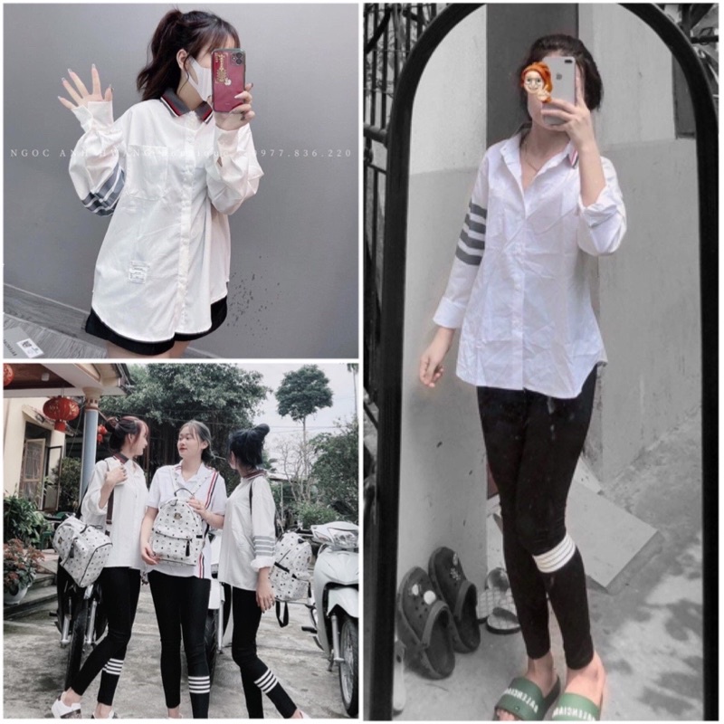 Áo Sơ Mi Sọc Tay THOM Cổ Đức Form Rộng Vải Thô Lụa Mềm Mịn Tay Dài Kiểu Dáng Basic Thời Trang Hàn Quốc