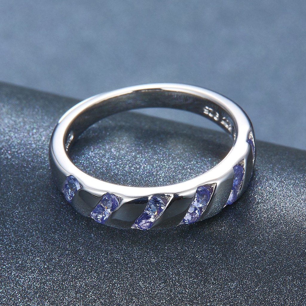 Nhẫn Mạ Bạc 925 Đính Đá Tanzanite Tự Nhiên
