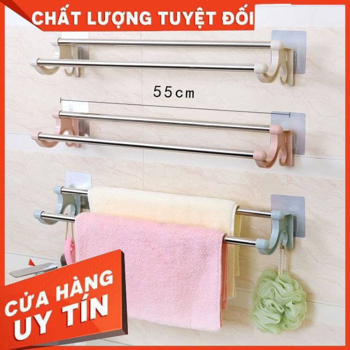 Móc treo khăn nhà tắm dán tường nhà bếp không cần khoan vít làm bằng inox sang trọng