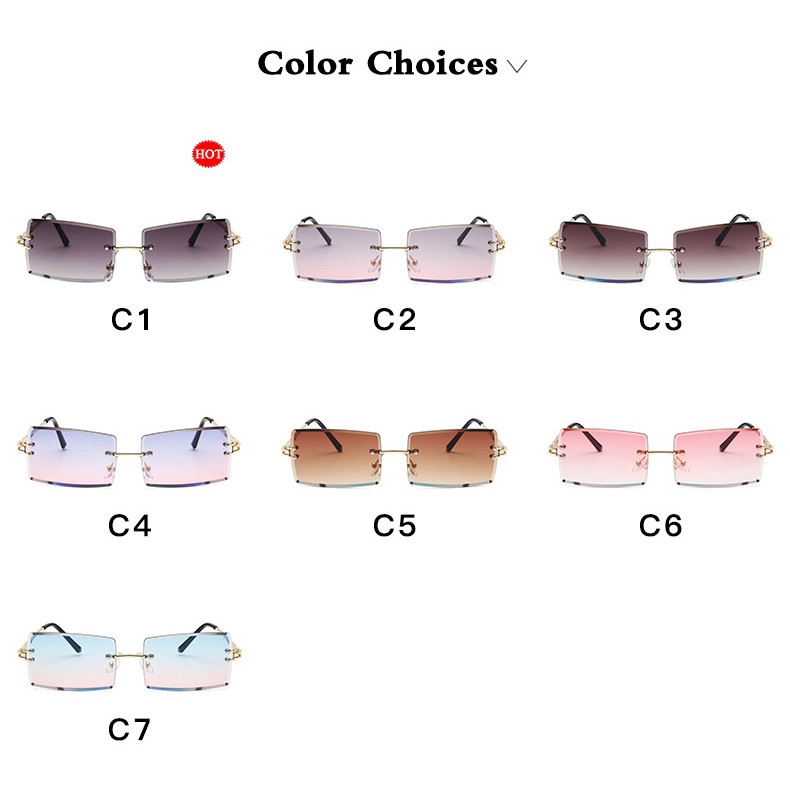 Kính mát gọng chữ nhật không gọng thời trang cho nữ