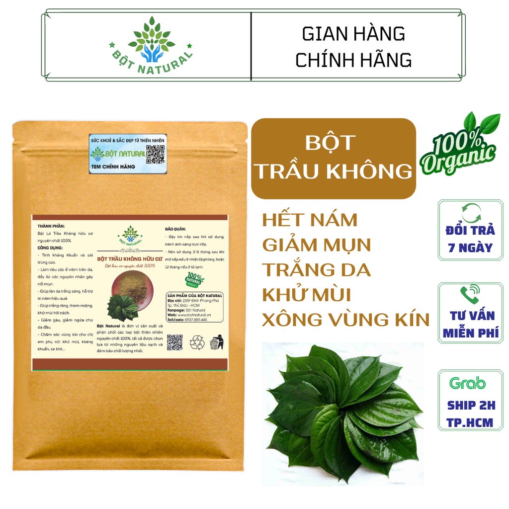 Bột lá trầu không nguyên chất 100% - giảm mụn, mờ nám, trawngs da, xông vùng kín | Bột Natural