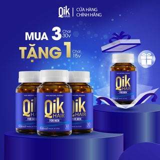 Combo 3 hộp viên uống QIK HAIR giảm rụng, mọc tóc chắc khỏe 30 viên tặng 1 hộp 15 viên