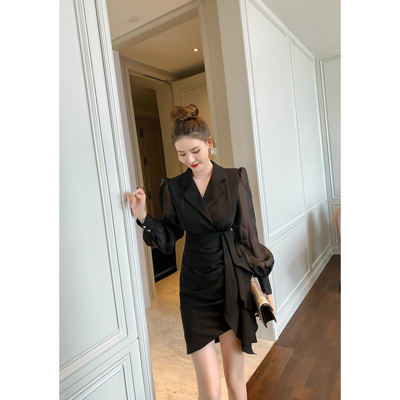 🔥𝒩𝑒𝓌 𝒜𝓋𝒶𝒾𝓁𝒶𝒷𝓁ℯ 𝒾𝓃 𝓈𝓉ℴ𝓇ℯ ⚜️ Đầm body CỔ VEST tay dài EO CÁCH ĐIỆU
