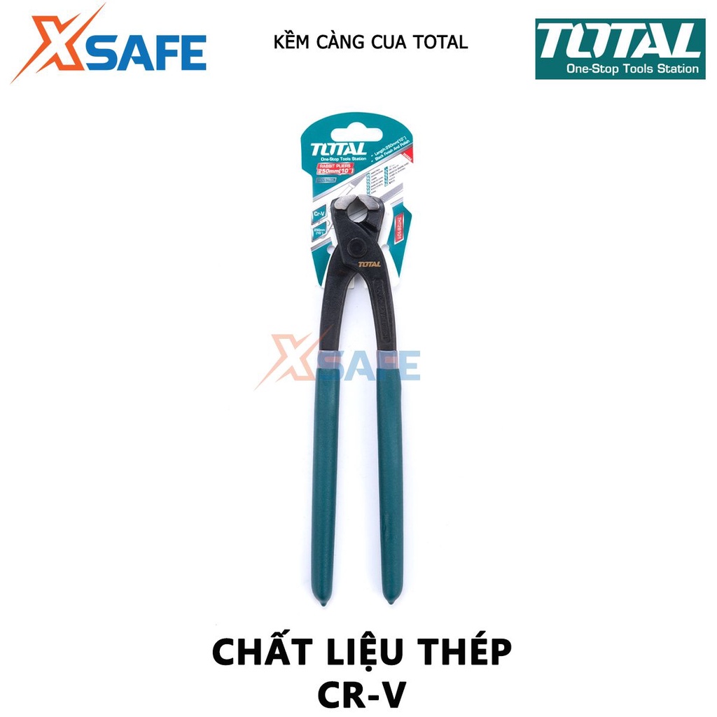 Kềm càng cua đầu nhỏ TOTAL 3 size 8-9-10 inch, chất liệu thép CR-V, đen bóng, tay cầm nhựa chắc chắn - chính hãng